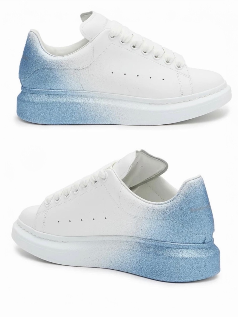 ALEXANDER McQueen Oversized Sneakers Ombre Blue Glitter Airbrush NEW size 38.5